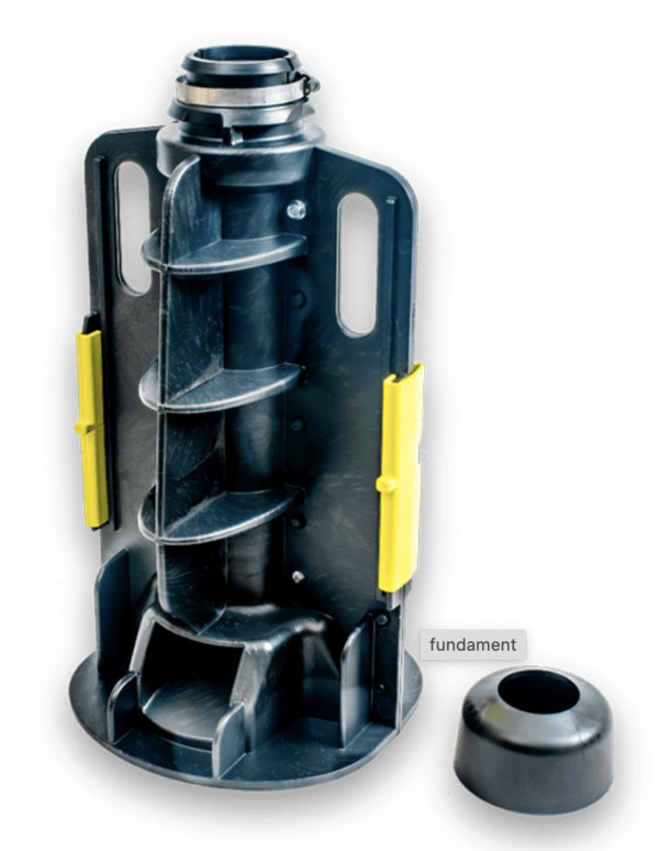 Plastgjutna fundament för 60 mm-stolpe
